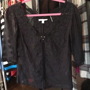 Rebecca Taylor Top-black eyelet
